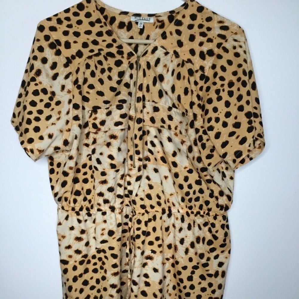 Mileage Women’s Cheetah Print Short Sleeve Blouse Size 3X